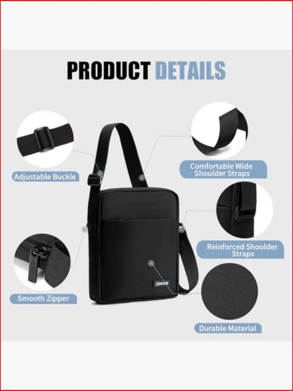 Slim Lightweight Messenger Bag Crossbody Shoulder Bag for Men Business Commuter